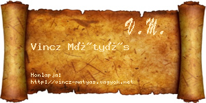 Vincz Mátyás névjegykártya